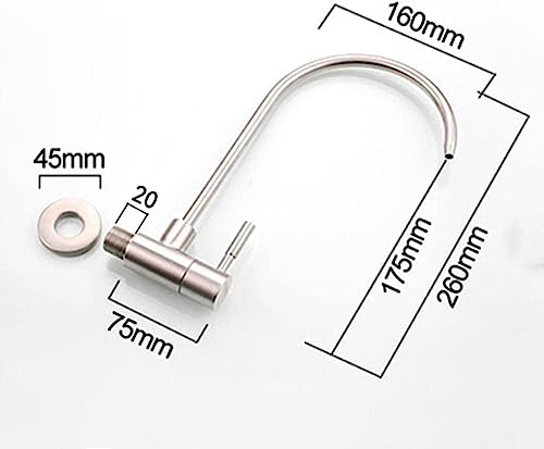 Image of Aquieen Wall Mounted RO Water Purifier Tap for Kitchen | SS 304 Stainless Steel RO Faucet. (Brushed Silver)