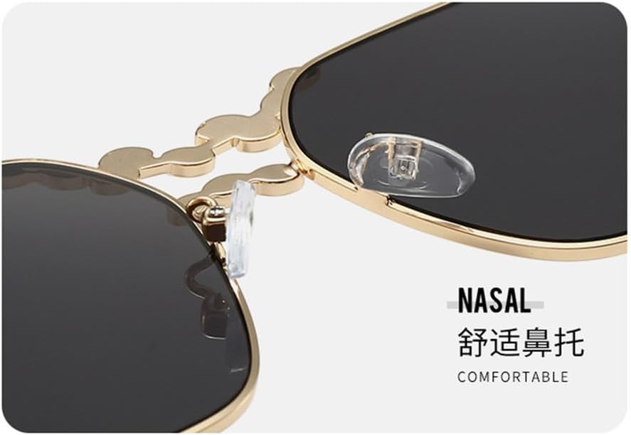 Metal Frame Women's Sunglasses UV Resistant Diamond Inlay Dual Beam Street Photo Sun Glasses