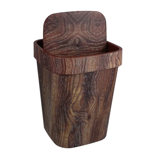 Hemobllo Bote De Basura Con Tapa Abatible De Imitación Madera Vintage Para Cocina Baño Oficina Cubo De Basura Para Pañales Con Tapa