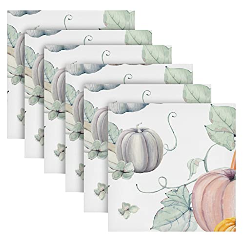 Cloth Napkins 6 Pack Autumn Pumpkins Harvest Fall Table Napkins Cloth Set 20X20In Restaurant Quality Dinner Napkins Cloth For Everyday Use Wedding Parties Decor, Washable #TOP5