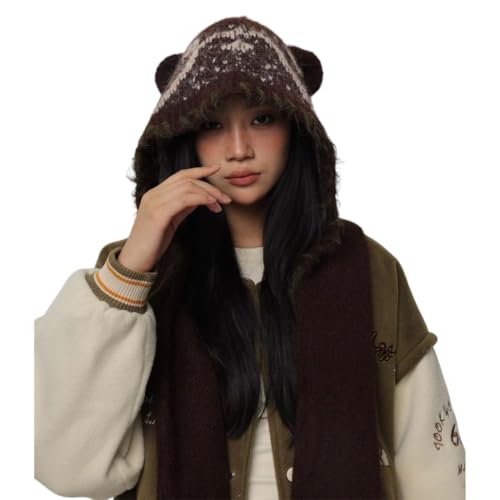 Chapeau doux tricoté contre le froid glacial : capuche écharpe femme doublure épaisse