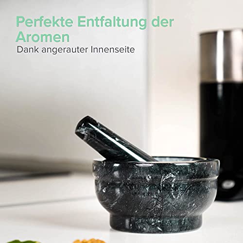 Foto von Coninx Mörser mit Stößel – 15 cm Steinmörser aus Naturstein in Anthrazit – Gewürzmörser für Pesto, Guacamole & Kräuter – Hochwertiger Marmor Mörser & Stößel Set – Rutschfeste Basis