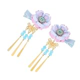 Gatuida 1pair Oriental Hair Accessories Japanese Style Hair Clip Kimono Headdress Tassel Ornament Long Tassel Clip