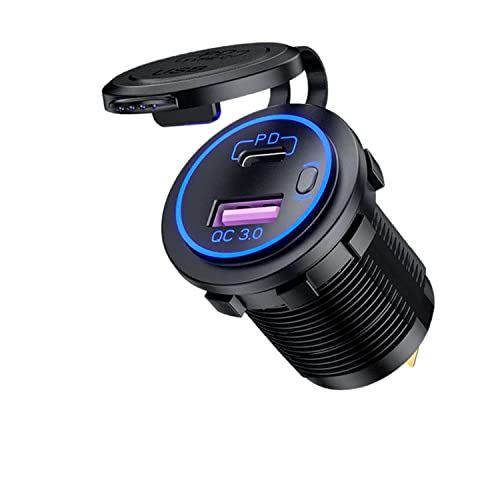 Voiture QC 3.0 + PD chargeur USB allume-cigare 12V / 24V avec interrupteur prise d'interface USB de la voiture pour démarrer la moto RV ATV (A) Cover