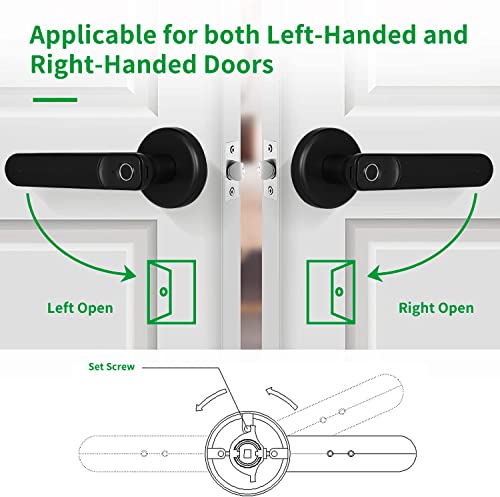 Fingerprint Door Lock, Keyless Entry Door Lock With Handle, Smart Door Lock,Biometric Smart Door Knob For Home Apartments Office Hotel Bedroom, Black #TOP3
