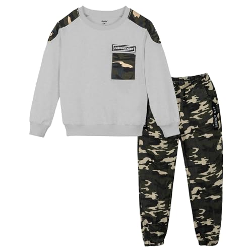 LOLANTA Boys Clothes Casual Camouflage 2 Piece Outfits Kids Long sleeve Sweatshirt Pants Sets Tracksuit