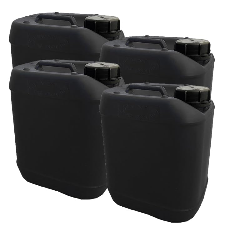 Style # 2 Black- 5 LT (1.32 Gal) Jerrican Din51, GE Style | Tamper Evident Screw Cap | UN Rated 3H1/X1.3/250 (X-RATED) | Perfect Container to Ship Chemicals & Liquids | HDPE Containers | Pack of 4