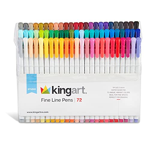 Kingart Fine Line Ink Pens, 72 Unique Colors Piece, (418-72) #TOP1