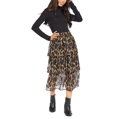 Mud Pie Stassie Womens Midi Skirt, Black, Large