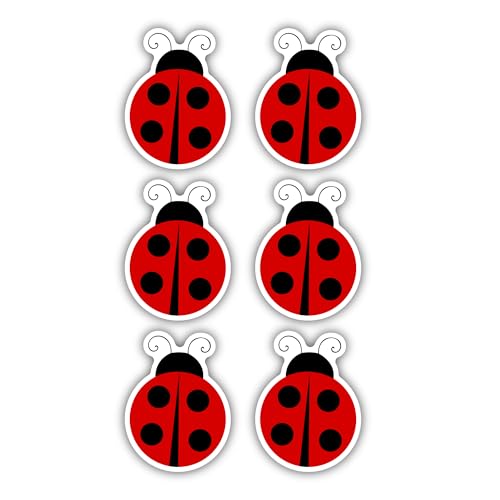 Image of Pack of 6-2'' Stickers - Ladybug Cute Styling Car Laptop Phone Vinyl Sticker - Sticker Graphic Decal