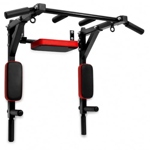 Wall Mounted Pull Up Bar & Dip Station | Heavy Duty Multifunctional Power Tower for Home Gym Chin Ups Dips Leg Raises & Strength Training Fitness Equipment ((STYLE 2))