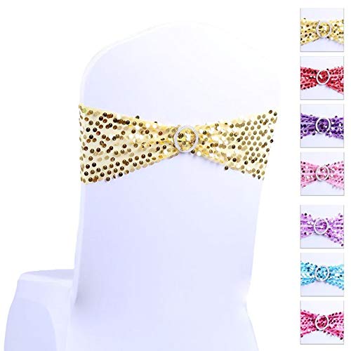 Ruban de chaise mariage or haut de gamme, nœud de papillon satiné x10