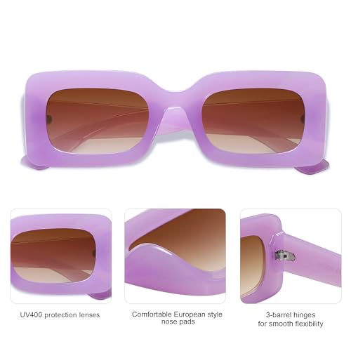 SOJOS Retro 90s Small Nude Rectangle Sunglasses Womens Mens Trendy Chunky Glasses3