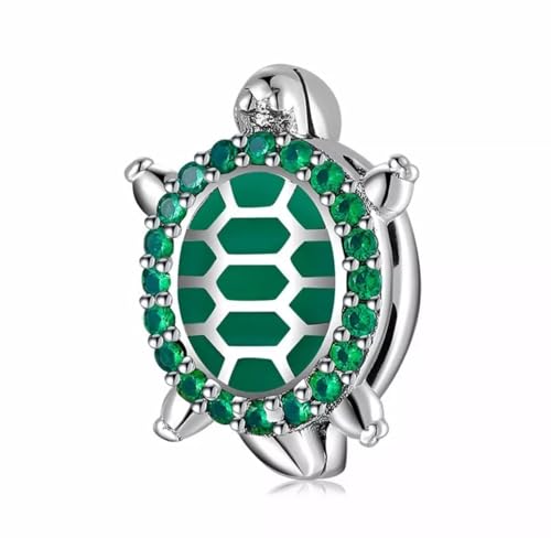 Charm de clip de tortuga de plata de ley 925 auténtica para pulsera reflectante elegante