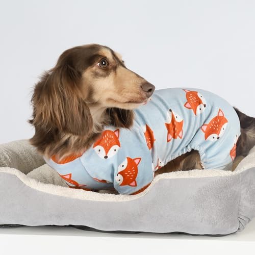 Image of Fitwarm Funny Fox Dog Pajamas, Warm Dog Onesie, Dog Clothes for Small Dogs Girl Boy, Lightweight Velvet, Pet Outfit, Gray, Orange, Small