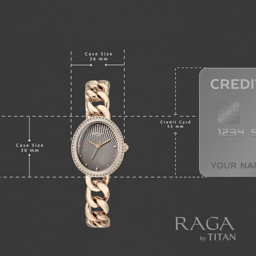 Image of Titan Raga Spotlight with Quartz Analog Grey 11C Dial Rose Gold Brass Strap Watch for Women - 95429WM01