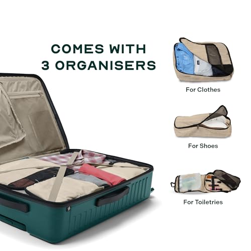 Image of Assembly Luggage trolley set of 2- Medium Check-in + Check-in Large with TSA Locks & 8 Spinner Wheels, Spacious Polycarbonate Hard Shell Trolley Bags for Business Travel & Vacations, Green, 24+28 Inch