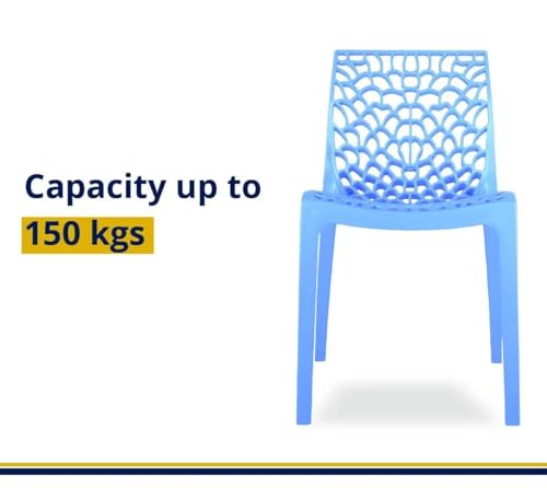 Image of activa Web Designer Plastic Chair for Home, Office and Restaurant and Cafe|Armless Chair for Dining Room| Heavy Duty Outdoor Plastic Chair | Designer Balcony Chair (Blue, Set of 2)