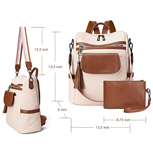 Image of OPAGE Leather Backpack Purse for Women Fashion Designer Ladies Shoulder Bags Travel Backpack With Wristlet