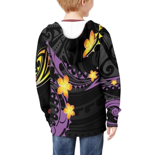 Kid's Leisure Hoodie Long Sleeve Moisture-Wicking Fabric Casual Sportswear Tropical Plant 3D Print4
