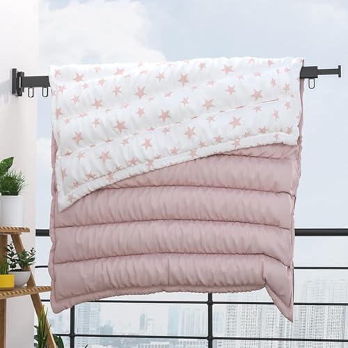 Tendedero plegable para interiores, tendedero telescópico montado en la pared, aluminio espacial, estante de secado portátil para uso en interiores y exteriores