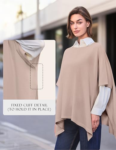 Image of PULI Women's Pullover Poncho Sweater Oversized Knit Layering Top Travel | Sleeveless and Layers Over Any Shirt At Home or Work