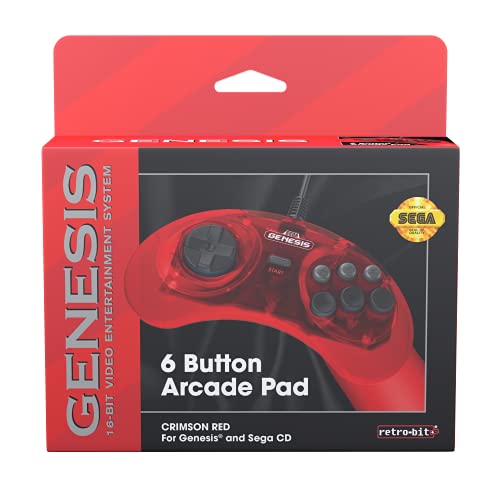 image for Retro-Bit Official Sega Genesis Controller 6-Button Arcade Pad for Seg
