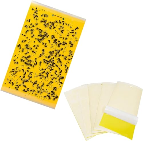 KJOET 100個入り ハエ取り紙 ダニ取りシート 虫取り 粘着シート 粘着トラップ 【虫が誘引される】 害虫捕獲粘着紙 両面粘着紙 結束バンド付き 昆虫トラップ 虫取り 粘着シート 捕り粘着シート 昆虫スティッキー キャッチャー 害虫対策用品 両面強力