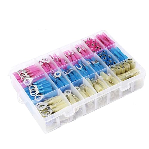 AllGIFT Ring Fork Spade 250pcs Electrical Wire Terminals Kit,Butt Splices Heat Shrink Wire Terminals Kit,Electrical Wire Connectors Automotive Marine Boat