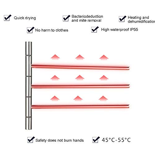 Toallero eléctrico inteligente de acero inoxidable 304 para pared en baño moderno 5