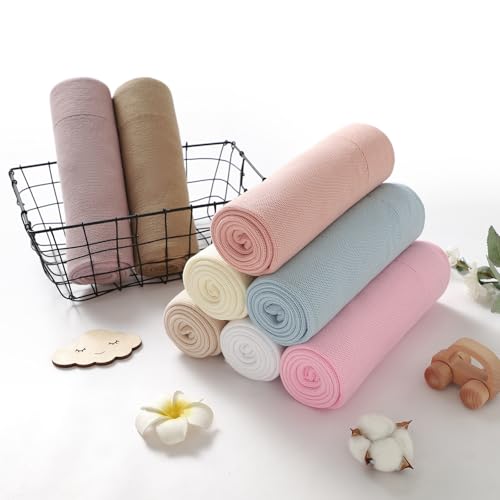Hadetoto Baby Blanket Newborn Girl Boy Cotton Knit Blankets Soft Cozy Receiving Swaddle Blankets Infant Toddler Travel Blankets (Cream) 6