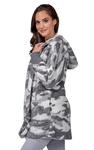 90 Degree By Reflex Ultra Soft Fuzzy Sherpa Hooded Cardigan with Pockets3