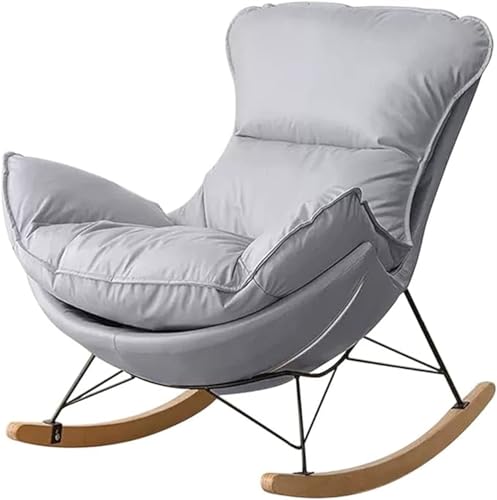 Moderna silla mecedora tapizada para sala de estar, cómoda silla mecedora con asiento acolchado y patas de acero, sillón individual relajante con base de madera, tamaño adulto (color: B)