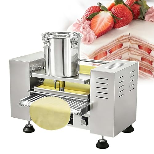 Máquina de crepes de 2800 W, máquina automática de crepes Mille con cuerpo de acero inoxidable, calefacción uniforme, fácil de limpiar para uso comercial