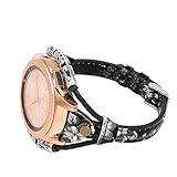 Glebo Leather Band Compatible with Samsung Galaxy Watch 42mm/Active 40mm /Active 2 40mm 44mm for Women,20mm Genuine Vintage Leather Strap Replacement Wristband for Samsung Gear S2 Classic(Black White)