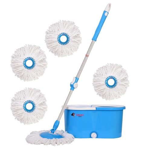 Vault Bharat Premium Heavy Quality Mop Bucket for Floor Cleaner| 360 Degree Cleaning Spin Mop with Easy Wheels with 4 Refill Extra, Model: V55+4 (Warranty:1 Year) (B0CZ7BRRZN) Amazon Price History, Amazon Price Tracker
