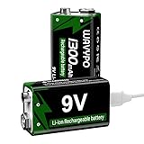 9V Akku wiederaufladbare, Wavypo 1300mAh Lithium batterien, mit USB-C-Schnellladekabel ideal für Drahtloses Mikrofon, Elektronisches Spielzeug, Rauchmelder, Medizinische Geräte usw -2 Stück