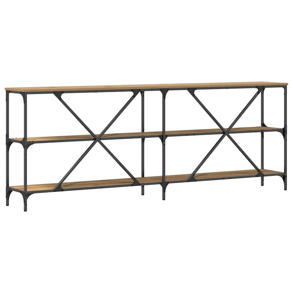 Tavolo Consolle da Ingresso Rovere Artigianale 200x30x75 cm | Mobile stretto salvaspazio in legno ingegnerizzato, ideale per esporre decorazioni in corridoio o soggiorno.
