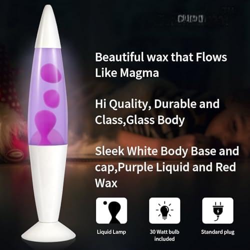 16Inch Beautiful Liquid Lamp,Relaxing Night Light Home Décor Motion Lamp for Living Room Office Bedroom for Adults, Teens, and Kids Double Bulb Included(Purple/Pink)