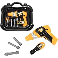 JCB Tool Case & Battery Drill Set – Kids Construction Toy with Screwdriver & Bits | Role Play DIY Tool Kit for Boys & Girls | Official JCB Toy | Age 3+