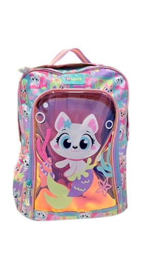 PUKET - Mochila Media Infantil Puket Menina Pet Sereia de rodinha