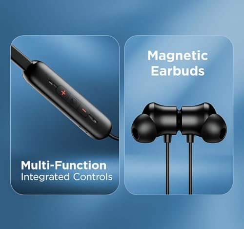 Image of Original Neckband for OnePlus Z3 Earbuds with Quick Charging Soft Silicone Band and Bass Boost Audio (BlackB)