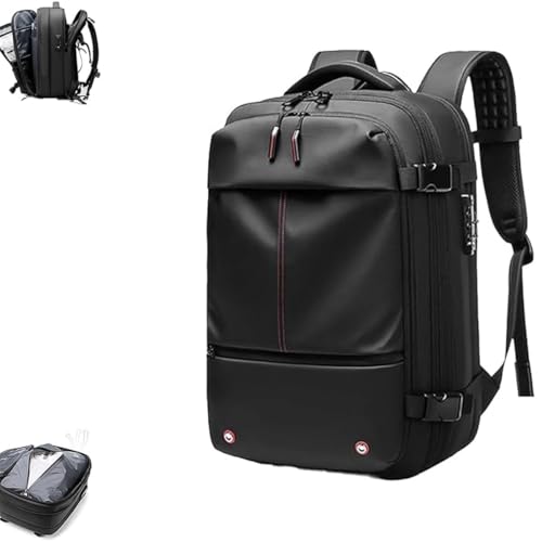 FAFAKO Mochila, Bolsa De Viaje Al Vacío, Mochila, Bolsa De Compresión Al Vacío Expandible, Mochila De Vacío, Mochila Antirrobo con Bomba De Vacío(Noir,Manual Press)