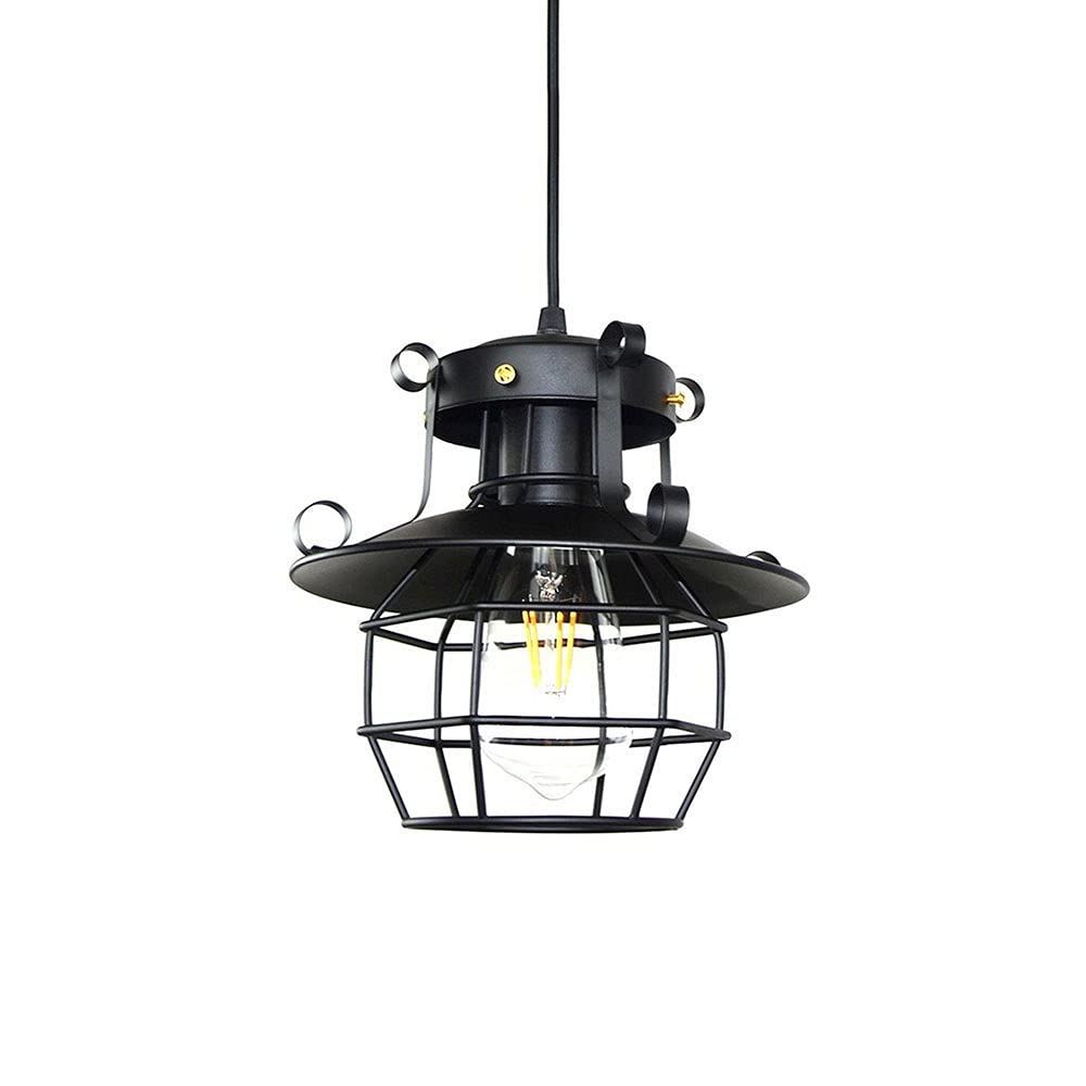Lámpara de hierro forjado E27 estilo farol antiguo con acabados artesanales para techos 1
