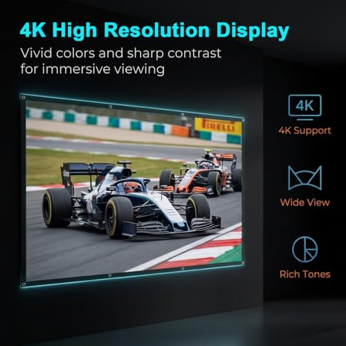 Image of ZORBES100 Inch Projector Screen 4K 16: 9 Anti-Crease Foldable, Portable