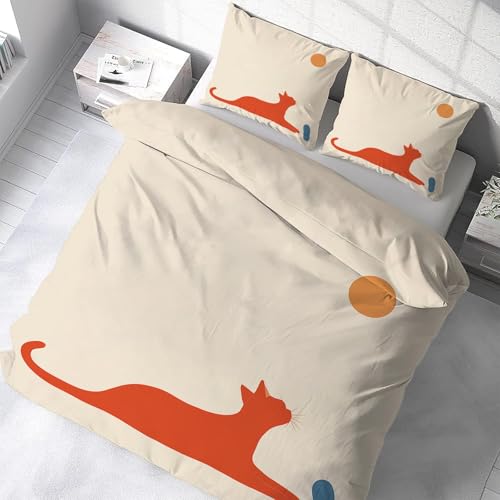Housse de couette reversible chat 240x260 avec fermeture éclair pratique - 6