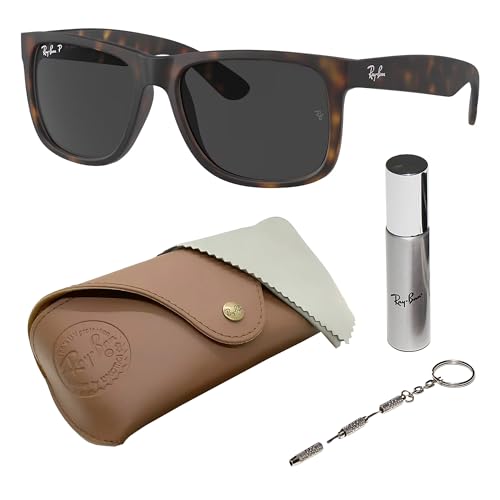 Image of Ray-Ban RB4165F JUSTIN COLOR MIX CLASSIC LOW BRIDGE FIT Square Shape Sunglasses for Men with Official Eyewear Kit