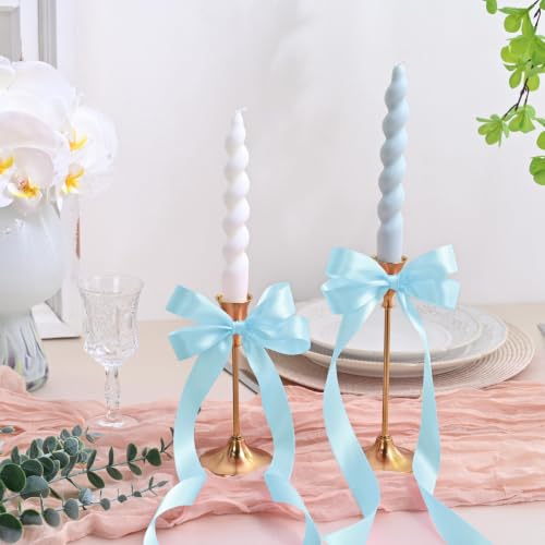 Image of Double Face Light Blue Satin Ribbon 7 /8 inch X 25 Yards Polyester Light Blue Ribbon for Gift Wrapping Very Suitable for Weddings Party Hair Bow Invitation Decorations and More