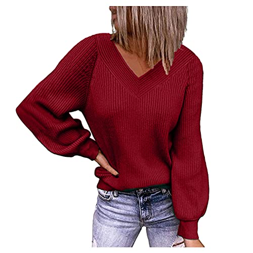 OORTFV Sweaters for Women 2021,Oversized Sweaters for Women Cardigans Casual Wool Hoodies Kawaii Pullover Stripes Plus Size Mock Neck Fall Sweaters for Women,Red