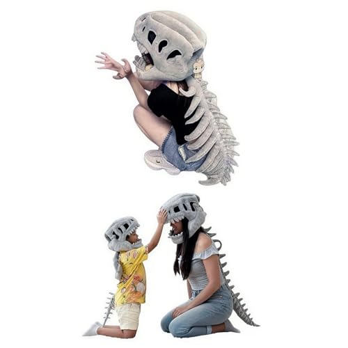 Disfraz de esqueleto de dinosaurio con máscara 3D de calavera miniatura 4